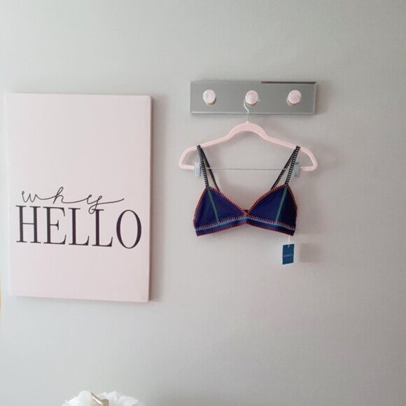 NWT Benedetta blue & red crochet stitching skini bikini top & side tie bottom - Picture 10 of 16